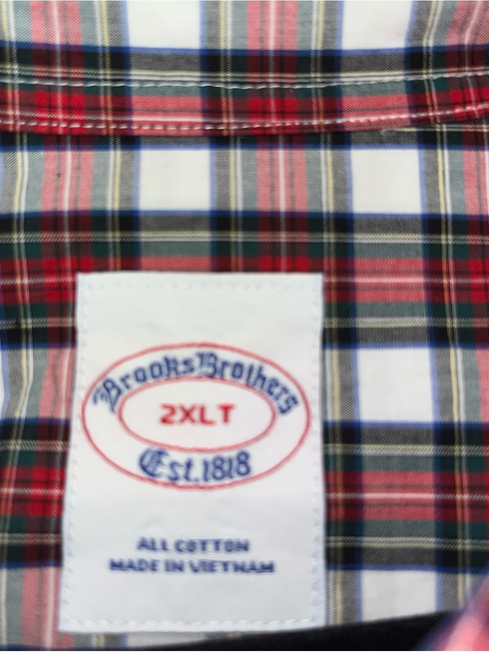 Brooks Brothers Red, White & Black Plaid Button-Down Shirt W/pocket 2XLT - Picture 4 of 7